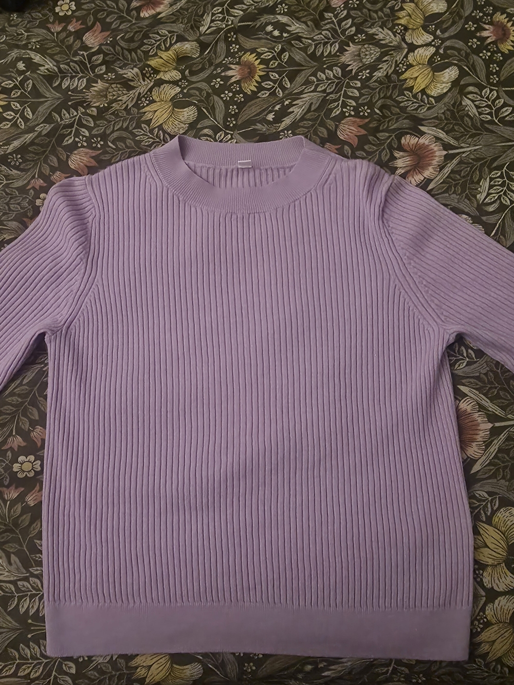 Uniqlo Lilac Ribbed Short-Sleeve Sweatshirt